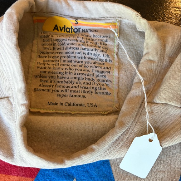 New! Aviator Nation Logo Sweatshirt - Sand - Picture 7 of 9